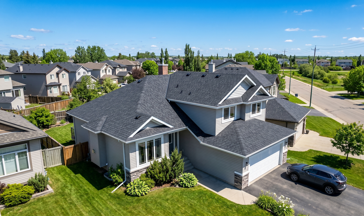 2f - Scherger Roofing - Scherger Roofing newly installed asphalt shingle roof on a suburban residential home | scherger roofing | scherger roofing