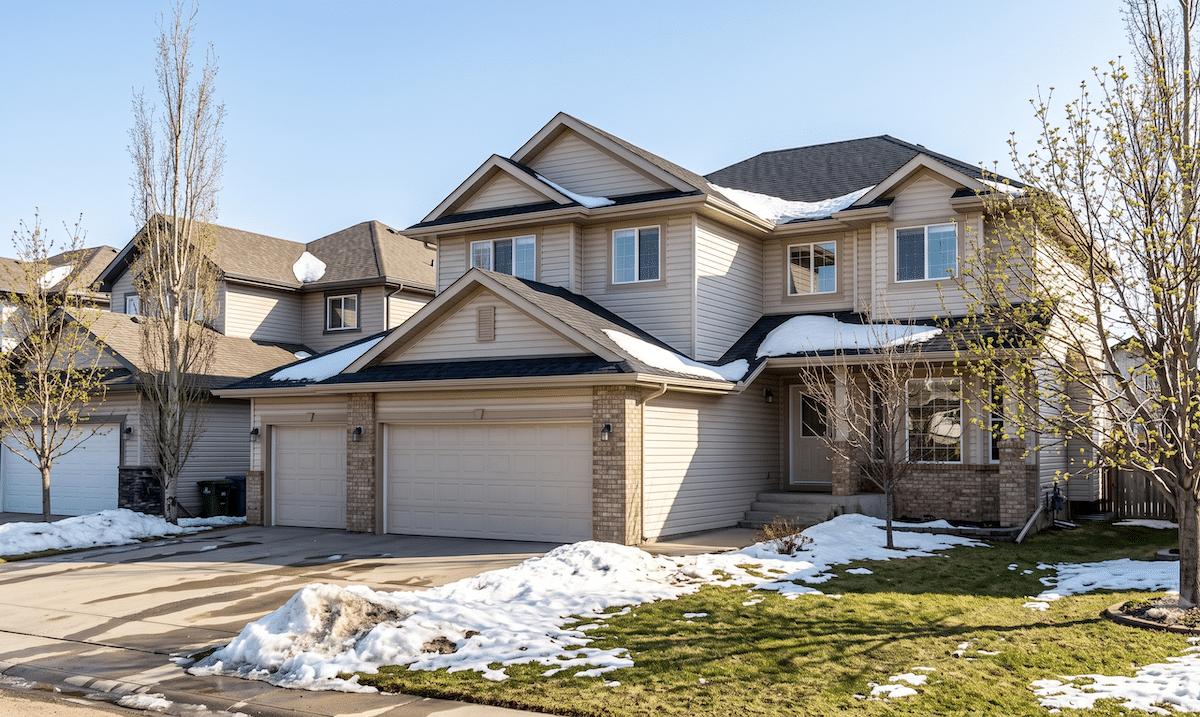 suburban Sherwood Park home in early spring