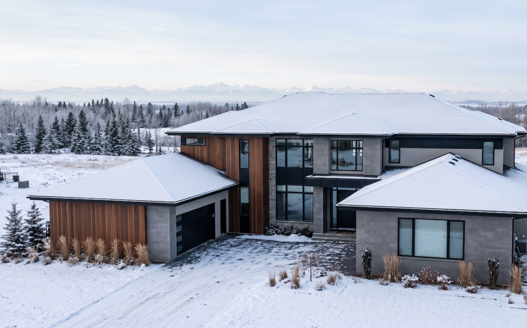 a modern Alberta home with a high-quality roof